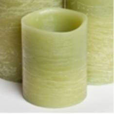Pillar Flameless Wax Candle + 3 LED's - 8x10cm Celery