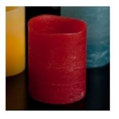 Pillar Flameless Wax Candle + 3 LED's - 8x10cm Red