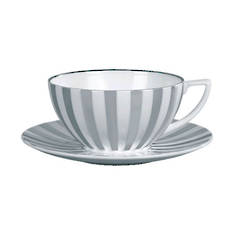 Platinum Striped Tea Cup & Saucer
