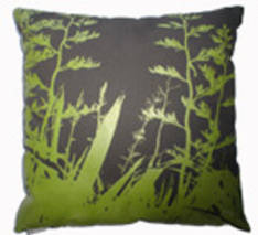 Flax Cushion Black & Leaf