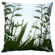 Flax Cushion White & Leaf