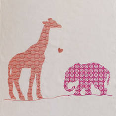 Giraffe & Elephant Blanket Pink